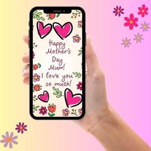 Tarjeta digital del Día de la Madre / Tarjeta animada del Día de la Madre / Te amo, mamá / Feliz Día de la Madre / Tarjeta sin residuos / Descarga instantánea