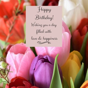 Alles Gute zum Geburtstag Karte | Alles Gute zum Geburtstag Digitale Karte | Animierte Karte | Waste Free Karte | Papierlose Karte | Geburtstagswünsche | Tulpen
