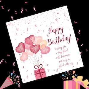 Happy Birthday Card | Happy Birthday | Digital Card | Birthday | Digital | Balloons | Present | Animated Card | Waste Free