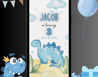 Dinosaur Birthday Invitation: Editable Template (Digital Download)
