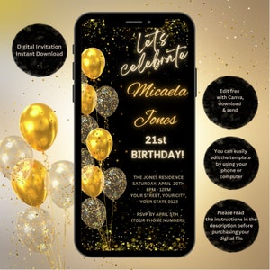 Animated 21st Birthday Invitation: Customizable Template (Digital Download)