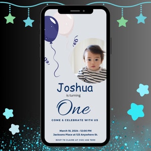Editable 1st Birthday Invitation Template: Digital Download