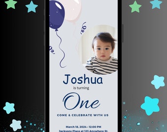 Editable 1st Birthday Invitation Template: Digital Download