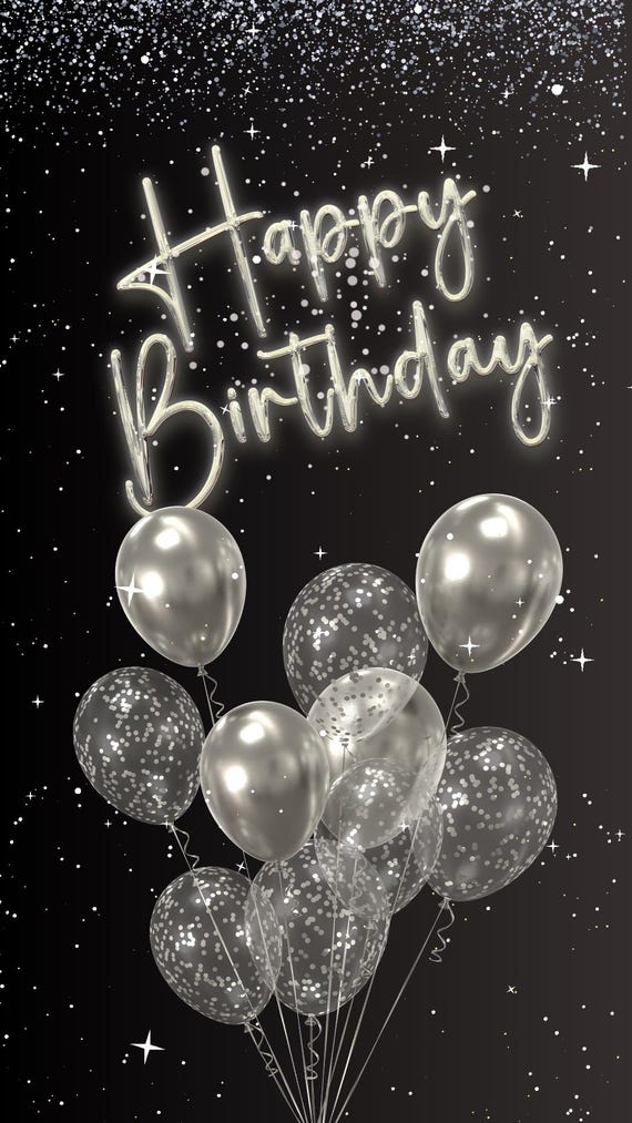 Animated Silver Balloons Happy Birthday eCard (Digital Download)