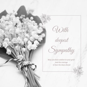 Beileid Digitale Karte | Beileid Karte | Gedanken und Gebete Karte | weiße Blumen | Digitaler Download | Ohne Abfall