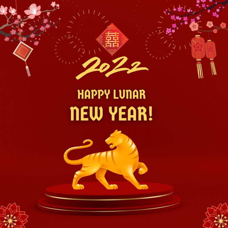 Chinese Lunar New Year 2022 Year of the Tiger Digital Card | Etsy