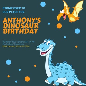 Editable Dinosaur Birthday Invitation: Animated Kids Party (Digital)