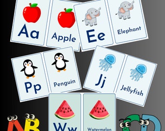 Printable Alphabet Flash Cards | Digital Download | Classroom Learning Resource | Homeschool Learning Resource | Printable ABC Cards |