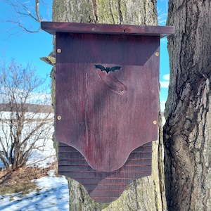 Large Bat Box-Bat House-Burned Finish- Burgundy Red