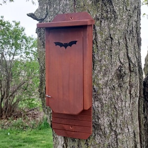 Bat Box -Bat House- Smaller Cedar Single Chamber - Handmade- Texted Brick Colored Finished