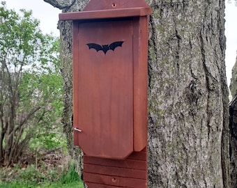 Bat Box -Bat House- Smaller Cedar Single Chamber - Handmade- Texted Brick Colored Finished