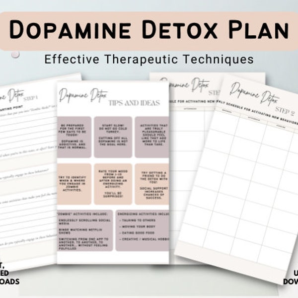 Dopamin Detox Planer | Sofortige herunterladbare PDF | Self Care Wochenplaner | Druckbarer Habit Tracker | Minimalistisch