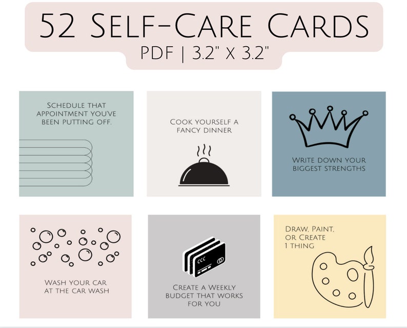 Self Care Cards Printable Habit Printable Deck - Etsy