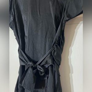 BCBG 100%シルクラップブラウス サイドジップ Y2K オフィスサイレン ブラックタイトップ L 画像 7