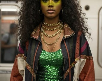 ヴィンテージ 90年代 RE Sport リバーエッジ ボンバージャケット Mサイズ ナイロン 幾何学模様 カラーブロック レトロ