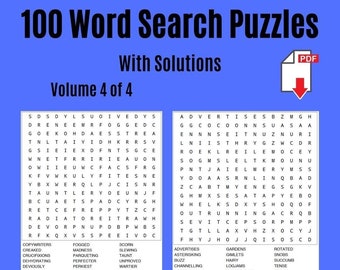 Word Search Puzzles with Solutions Vol 4 of 4 Instant Digital Download. Word Find. Family Word Search Classroom Word Search