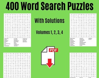 Word Search Puzzles with Solutions Vol 1, 2, 3, 4 Instant Digital Download. Word Find. Family Word Search Classroom Word Search