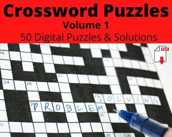 50 printable crossword puzzles volume 1 back to school word etsy canada