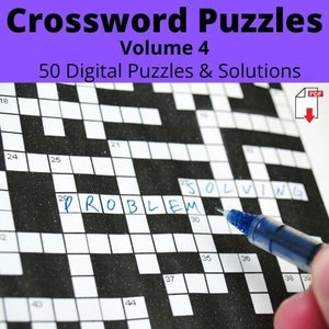 50 Printable Crossword Puzzles Volume 4, Back to School, Word Scramble, Word Game, Brain Games Classroom Activity, PDF Download W/ Solutions
