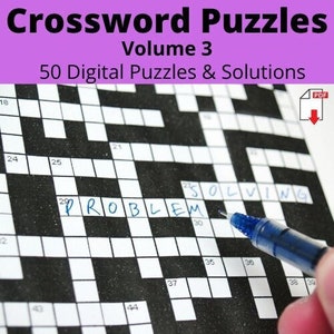 50 Printable Crossword Puzzles Volume 3, Back to School, Word Scramble, Word Game, Brain Games Classroom Activity, PDF Download W/ Solutions