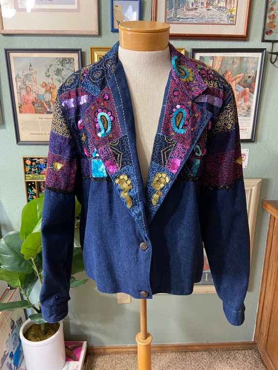 vintage sequin denim jacket - Gem