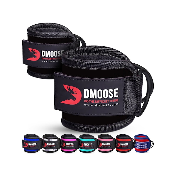 DMoose Ankle Strap for Cable Machine Attachments - Gym Ankle Cuff for Kickbacks, Glute Workouts, Leg Extensions, Curls, Multiple Colors