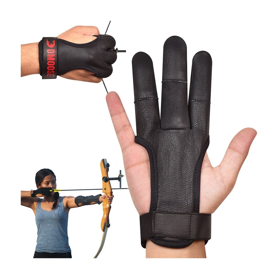 Dmoose Archery Glove for Recurve & Compound Bow, Nonslip Padded Tips
