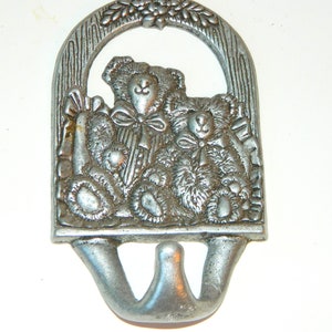 Pewter Teddy Bear Hook for Child Robe, Towel or Coat