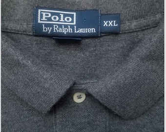 Vintage Polo de Ralph Lauren Polo Camisa Hombres XXL Gris Manga Corta Algodón