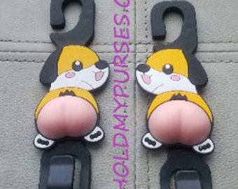 2 Pc.  Cute Puppy With Soft Tush Car Hook/ Bag Hanger/Purse Hook/Car Organizer/Headrest Hook/Car Bling/Handbag Hanger/Buy 2 Pairs And Save.