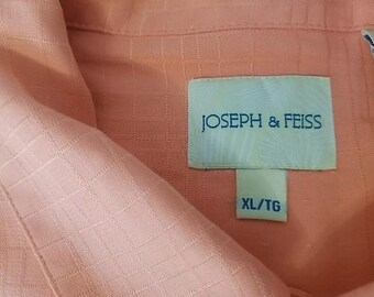Joseph & Feiss Coral / Peach 100% Seide Kurzarm-Button Up Shirt Herren Größe XL