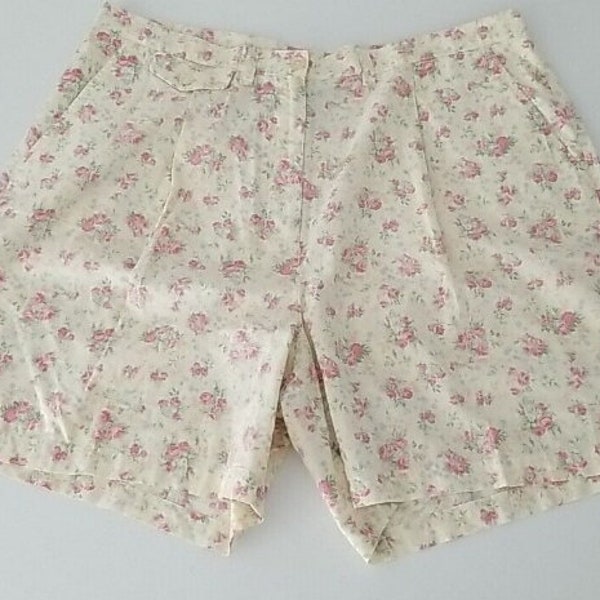 Lauren Ralph Lauren Womens Cotton Floral Shorts Pleated Summer Spring Sz 18W