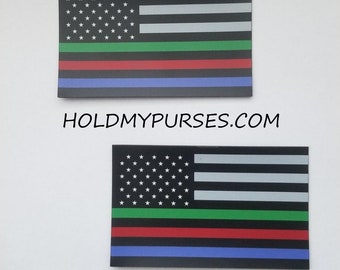 2pcs. Green, Red and Blue Stripe American Flag Magnet 4.5 x 2.75 for cars and truck/Car bling/Vehicle accessory