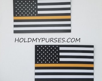 2pcs. Yellow Stripe American Flag Magnet 4.5 x 2.75 for cars and truck/Car bling/Vehicle accessory