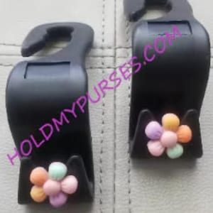 2 Pc. Cute Flower Car Hook/ Bag Hanger/Purse Hook/Car Organizer/Headrest Hook/Car Bling