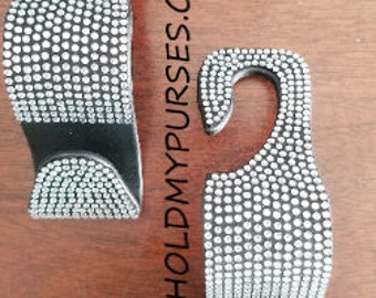 2 Pc.+ Silver Rhinestone Car Hook/ Bag Hanger/Purse Hook/Car Organizer/Headrest Hook/Car Bling. Buy 2 Sets And Save..!!