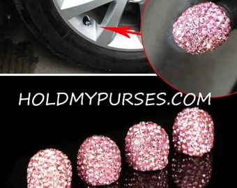 4 piezas Tapas de vástago de válvula universal rosa/Bling de coche/Accesorios de coche. ¡Compre 2 juegos y ahorre!