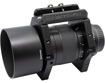 Sistema de anillo de astrodimio: ZWO ASIAIR y soporte para telescopio guía para lentes Rokinon / Samyang 135 mm F/2