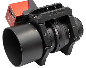 Système d'anneau Astrodymium avec support ZWO EAF et monture ASIAIR pour objectif Rokinon/Samyang 135mm F/2