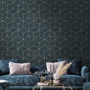 Peel and Stick Wallpaper, Removable Wallpaper, Art Deco Wallpaper, Vintage Wallpaper, Home Decor, Wall Decor, Room Wall Print, Wallpaper
