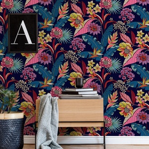 Tropical Wallpaper Peel and Stick, Tropical Leaf Wall Mural, Removable Wallpaper