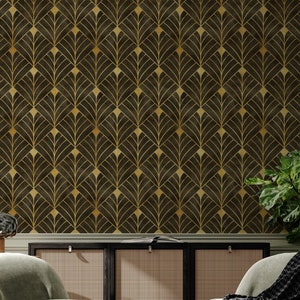 Wallpaper, Peel and Stick Wallpaper, Art Deco Wallpaper, Removable Wallpaper, Vintage Wallpaper, Home Decor, Wall Decor, Temporary Wallpaper