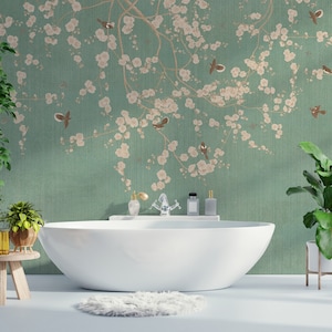 Floral with Branches and Birds Wallpaper | Peel and Stick | Little Floral Wall Mural