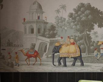 Indian Landscape Peel and Stick Wallpaper: Scenic Panoramic Mural