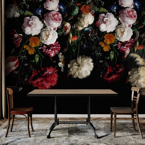 Dark Floral II Wallpaper Etsy
