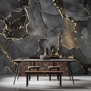 Black Marble Texture Wallpaper: Abstract Art, Peel and Stick