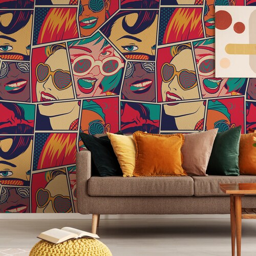 Abstract Wallpaper Peel and Stick Dark Green Wall Mural Art - Etsy