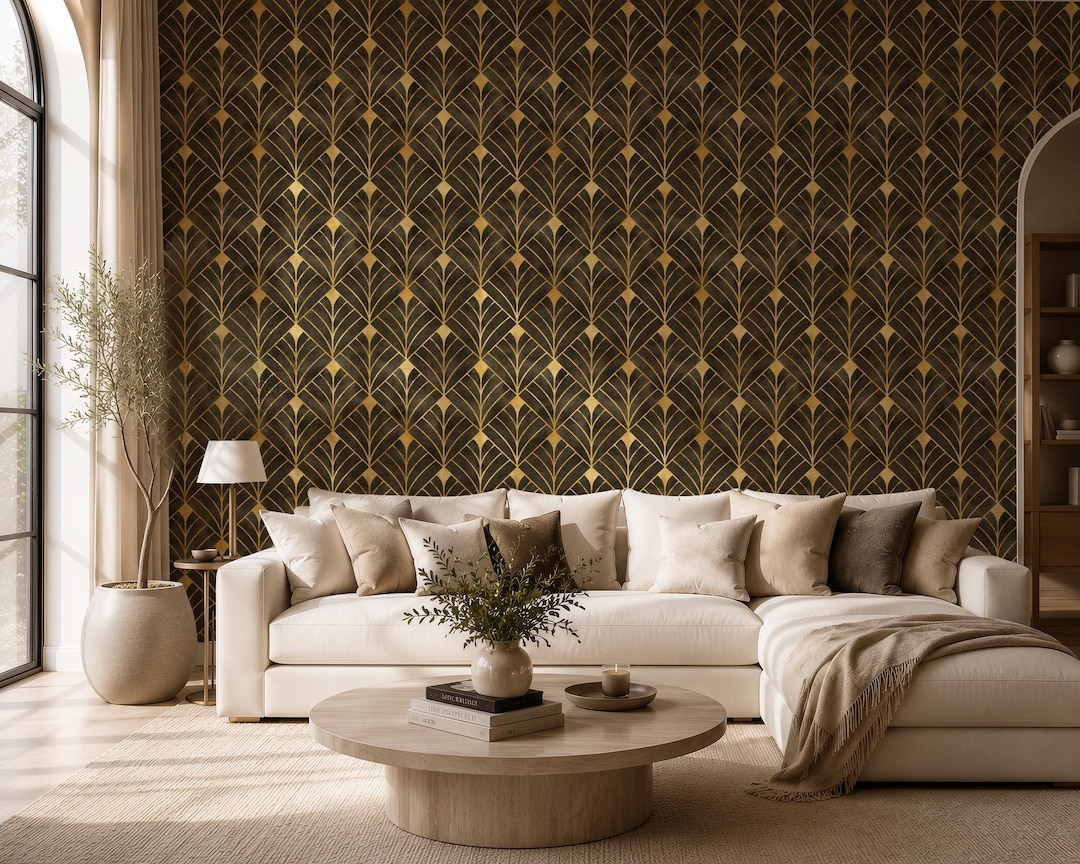 Art Deco Peel and Stick Wallpaper | Vintage Geometric Wall Mural ...
