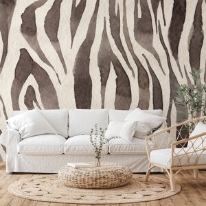 Watercolor Abstact Wallpaper Peel and Stick, Zebra Texture Wall Mural, Art Wallpaper, Living Room Decor image 5