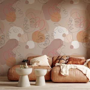 Abstract Faces Peel and Stick Wallpaper: Removable Wall Art
